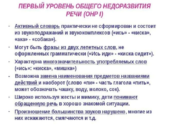 Изображение по разделу: Признаки ОНР